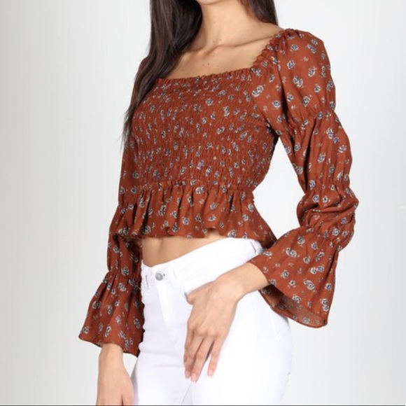 Floral Smock Peasant Blouse - Picture 3 of 8